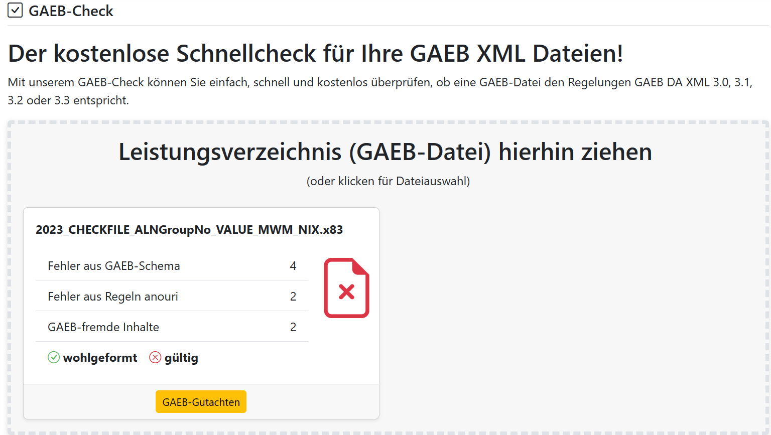 GAEB365 Gutachter - umfassende Prüfungen inklusive Bericht